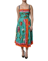 Dolce & Gabbana - Women's Printed Silk Sleeveless Midi Dress - clothing - dresses - green