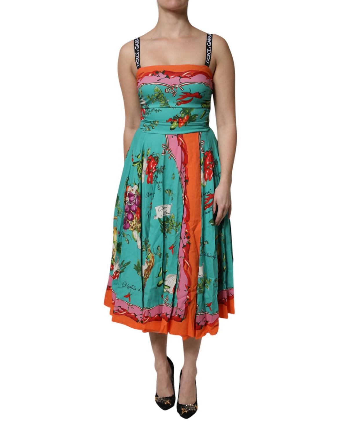 Dolce & Gabbana - Women's Printed Silk Sleeveless Midi Dress - clothing - dresses - green