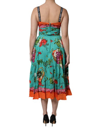 Dolce & Gabbana - Women's Printed Silk Sleeveless Midi Dress - clothing - dresses - green