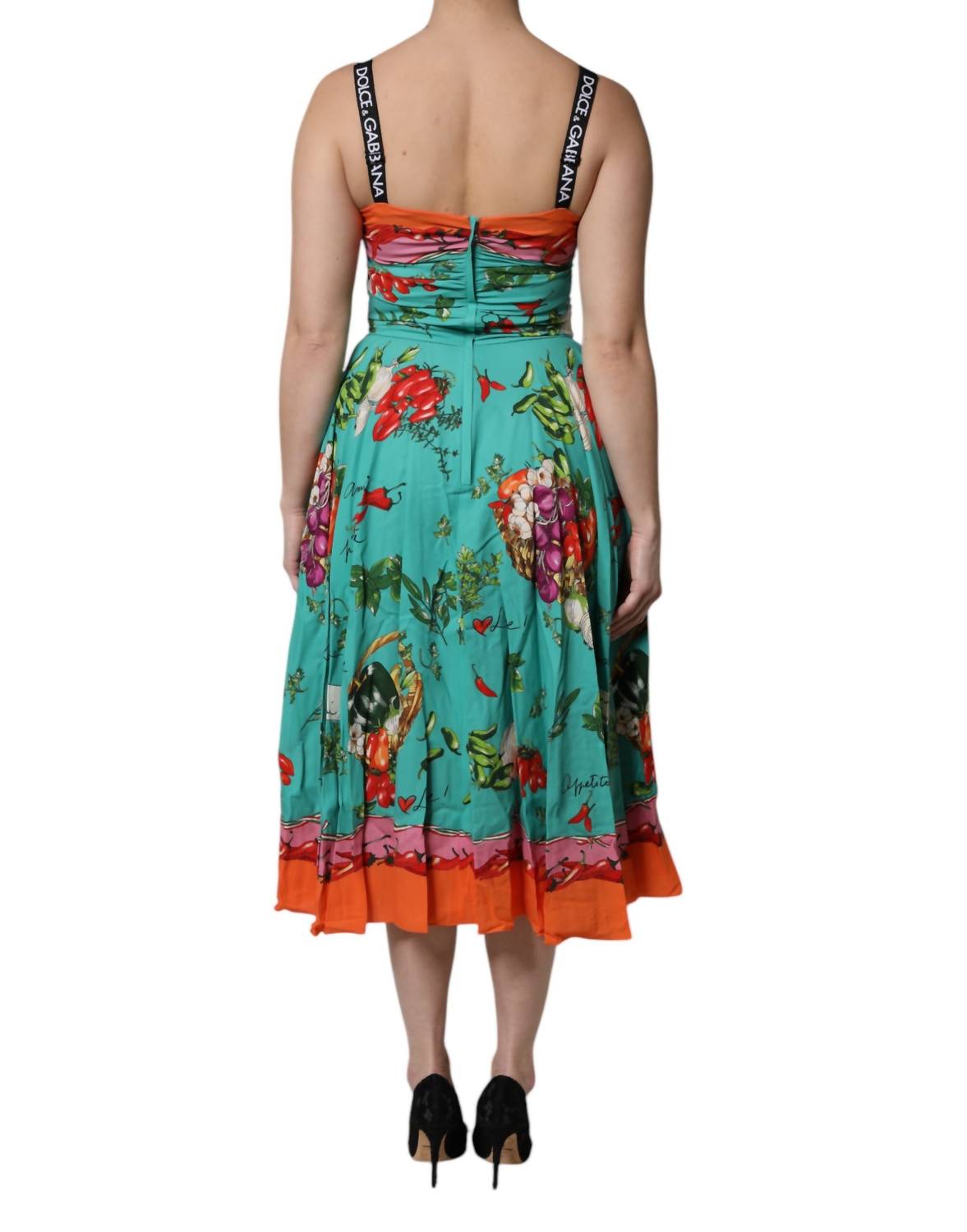Dolce & Gabbana - Women's Printed Silk Sleeveless Midi Dress - clothing - dresses - green