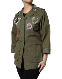 Dolce & Gabbana - Women's Queen Embellished Coat Jacket - clothing - cotton - blend - graphic
