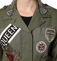 Dolce & Gabbana - Women's Queen Embellished Coat Jacket - clothing - cotton - blend - graphic