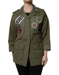 Dolce & Gabbana - Women's Queen Embellished Coat Jacket - clothing - cotton - blend - graphic