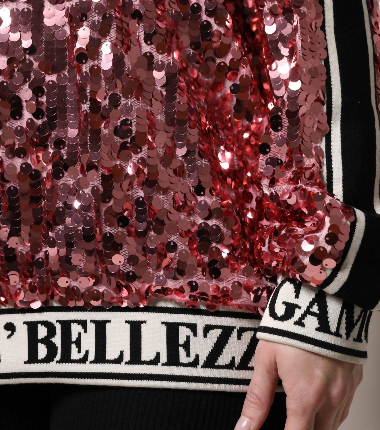 Dolce & Gabbana - Women's Queen Sequin Pullover Sweater - cardigans - clothing - pink