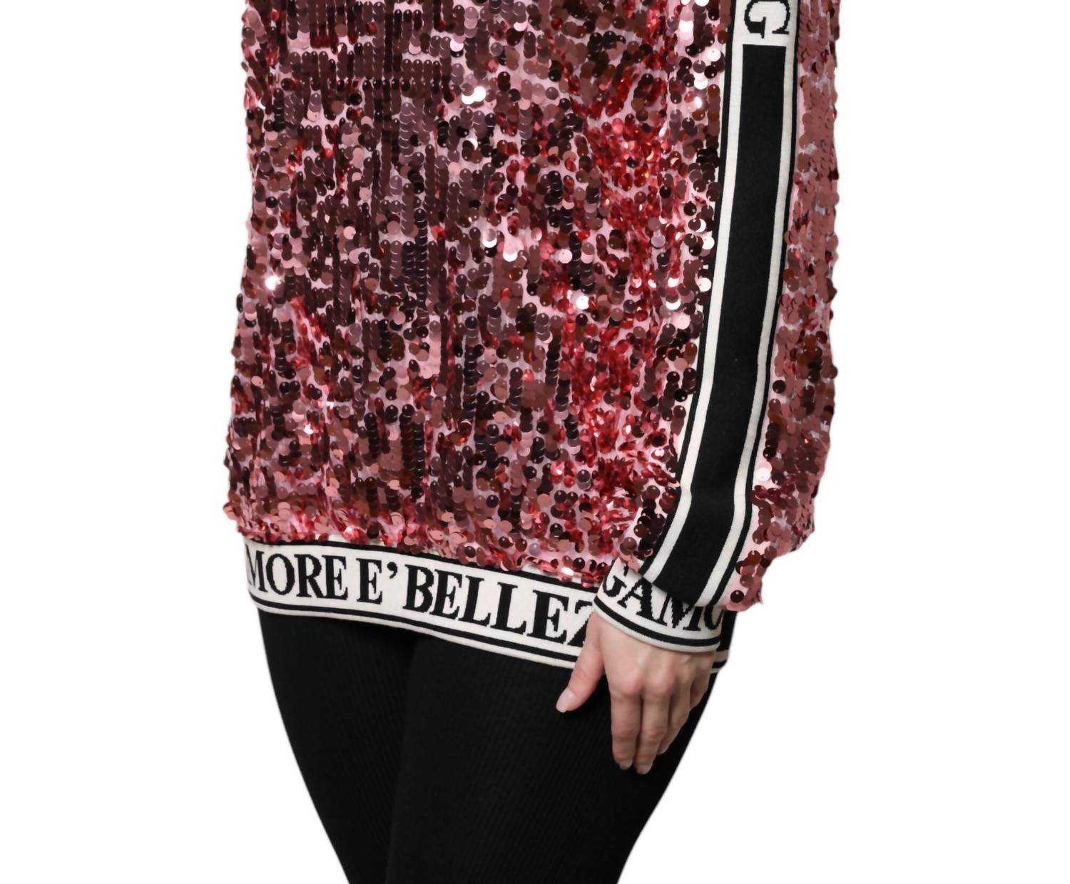 Dolce & Gabbana - Women's Queen Sequin Pullover Sweater - cardigans - clothing - pink