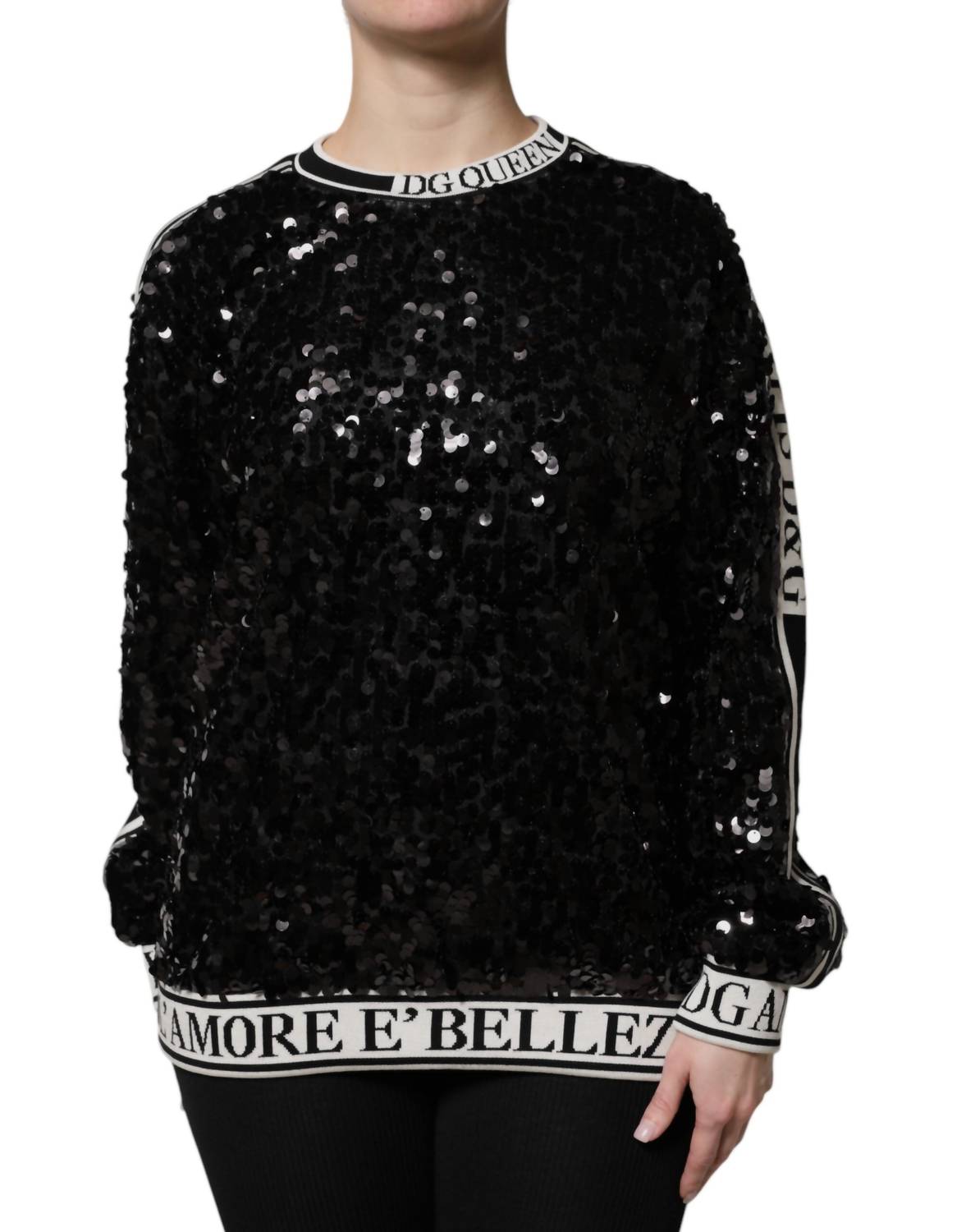 Dolce & Gabbana - Women's Sequin Pullover Sweater - black - cardigans - clothing