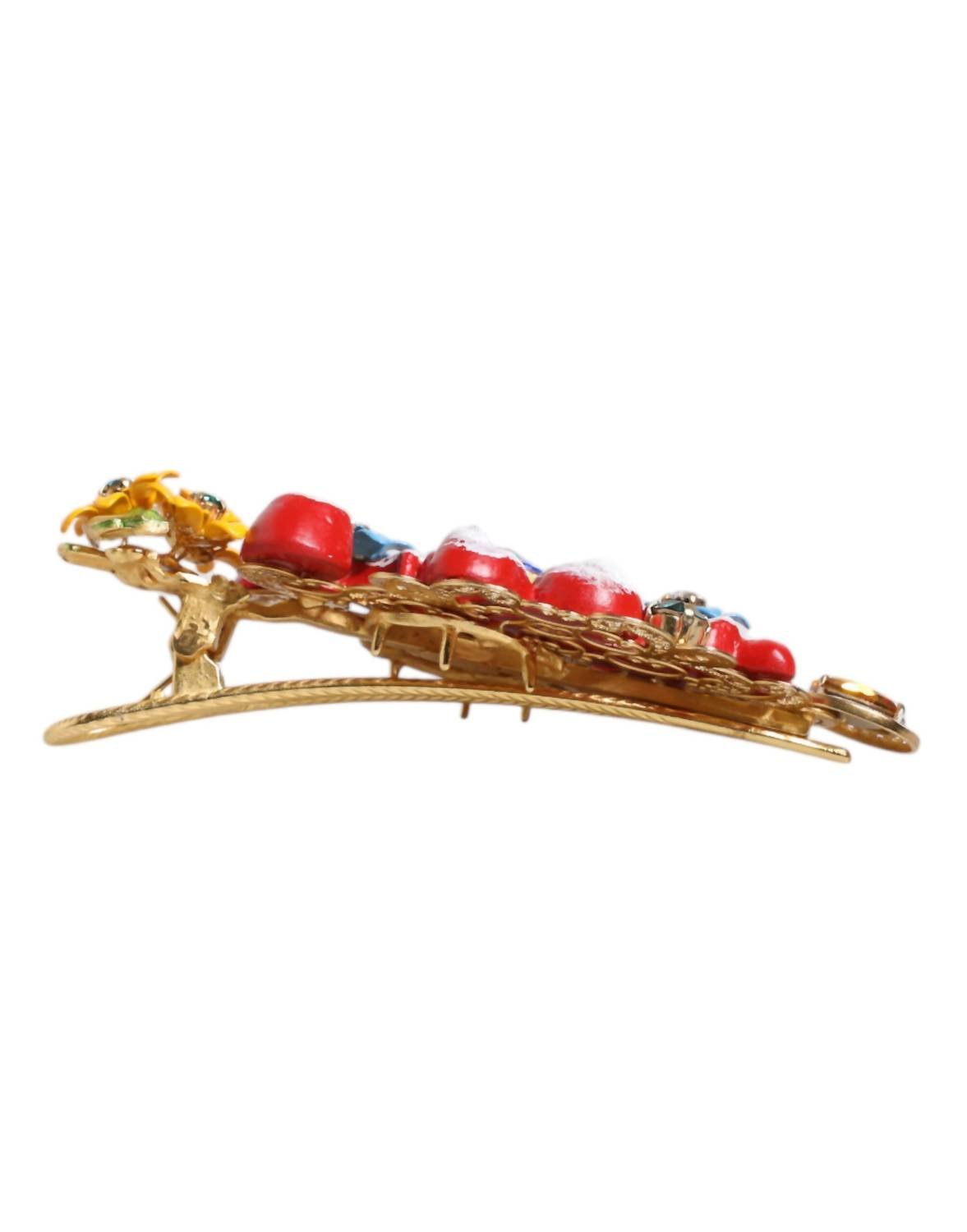 Dolce & Gabbana - Women's Spring Carretto Gold Brass Crystal Hair Clip - accessories - blue - brass
