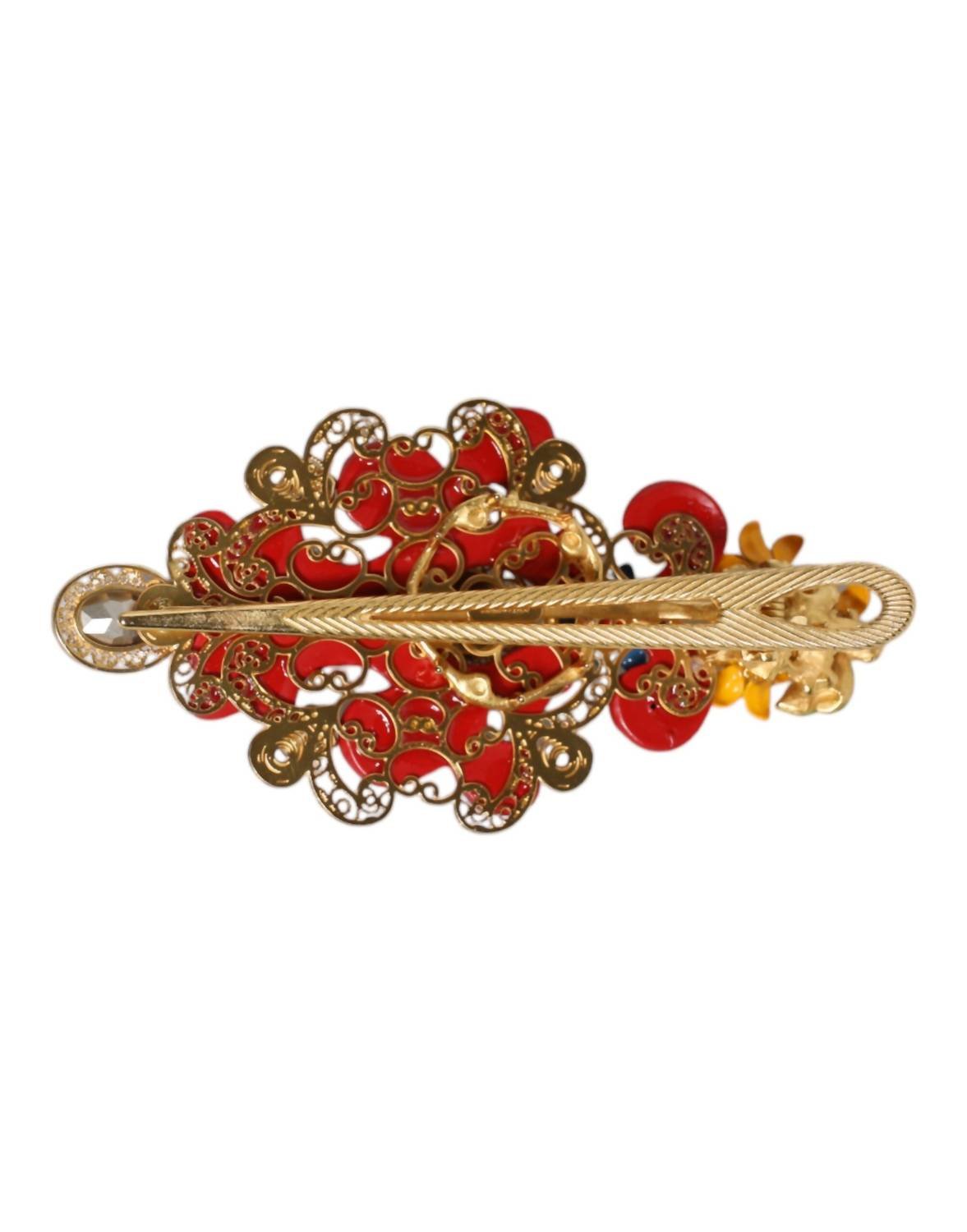 Dolce & Gabbana - Women's Spring Carretto Gold Brass Crystal Hair Clip - accessories - blue - brass