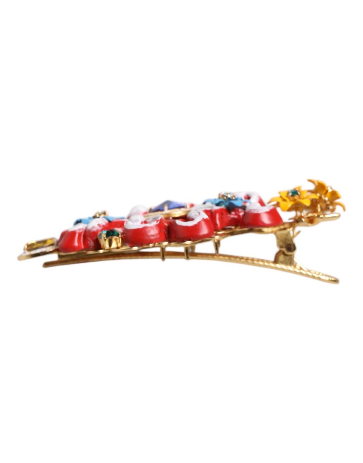 Dolce & Gabbana - Women's Spring Carretto Gold Brass Crystal Hair Clip - accessories - blue - brass