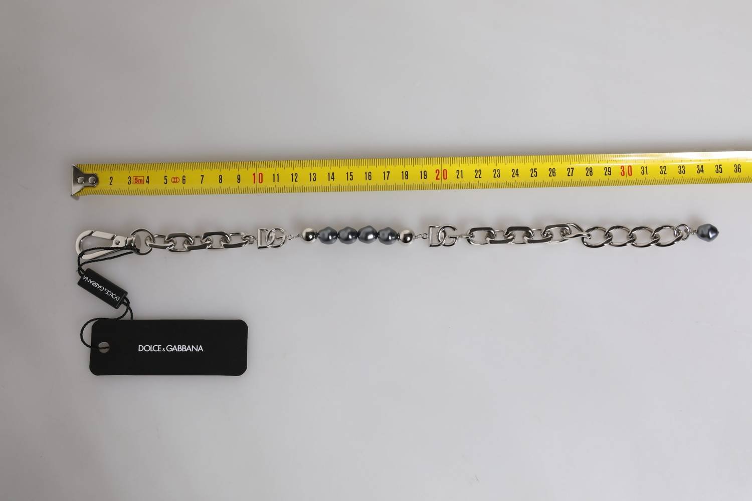 Dolce & Gabbana - Women's Tone Chain Lobster Clasp Logo Gray Pearls Bracelet - bracelets - jewelry - silver