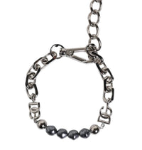 Dolce & Gabbana - Women's Tone Chain Lobster Clasp Logo Gray Pearls Bracelet - bracelets - jewelry - silver