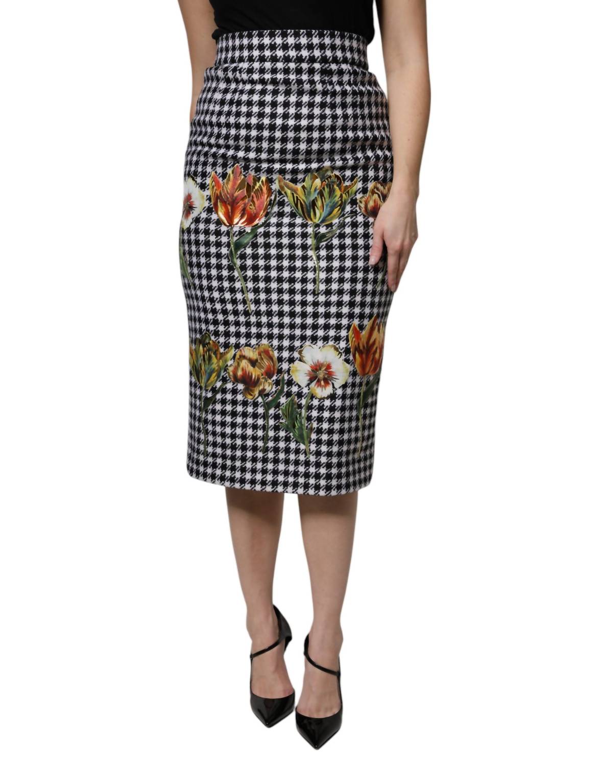 Dolce & Gabbana - Women's Waist Pencil Cut Skirt - black - clothing - floral