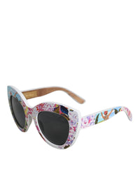 Dolce & Gabbana - Women's Wood Crystal Brass Frame Floral Hand Paint Sunglasses - accessories - black - sunglasses