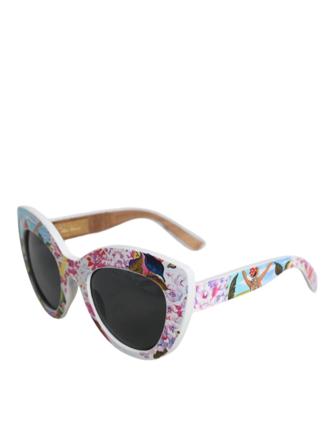 Dolce & Gabbana - Women's Wood Crystal Brass Frame Floral Hand Paint Sunglasses - accessories - black - sunglasses