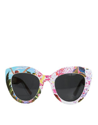 Dolce & Gabbana - Women's Wood Crystal Brass Frame Floral Hand Paint Sunglasses - accessories - black - sunglasses
