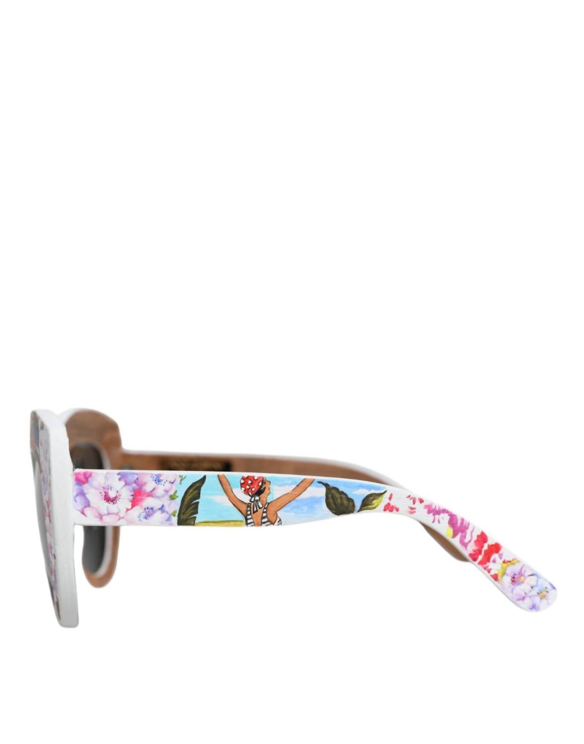 Dolce & Gabbana - Women's Wood Crystal Brass Frame Floral Hand Paint Sunglasses - accessories - black - sunglasses