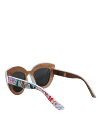 Dolce & Gabbana - Women's Wood Crystal Brass Frame Floral Hand Paint Sunglasses - accessories - black - sunglasses
