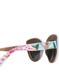 Dolce & Gabbana - Women's Wood Crystal Brass Frame Floral Hand Paint Sunglasses - accessories - black - sunglasses
