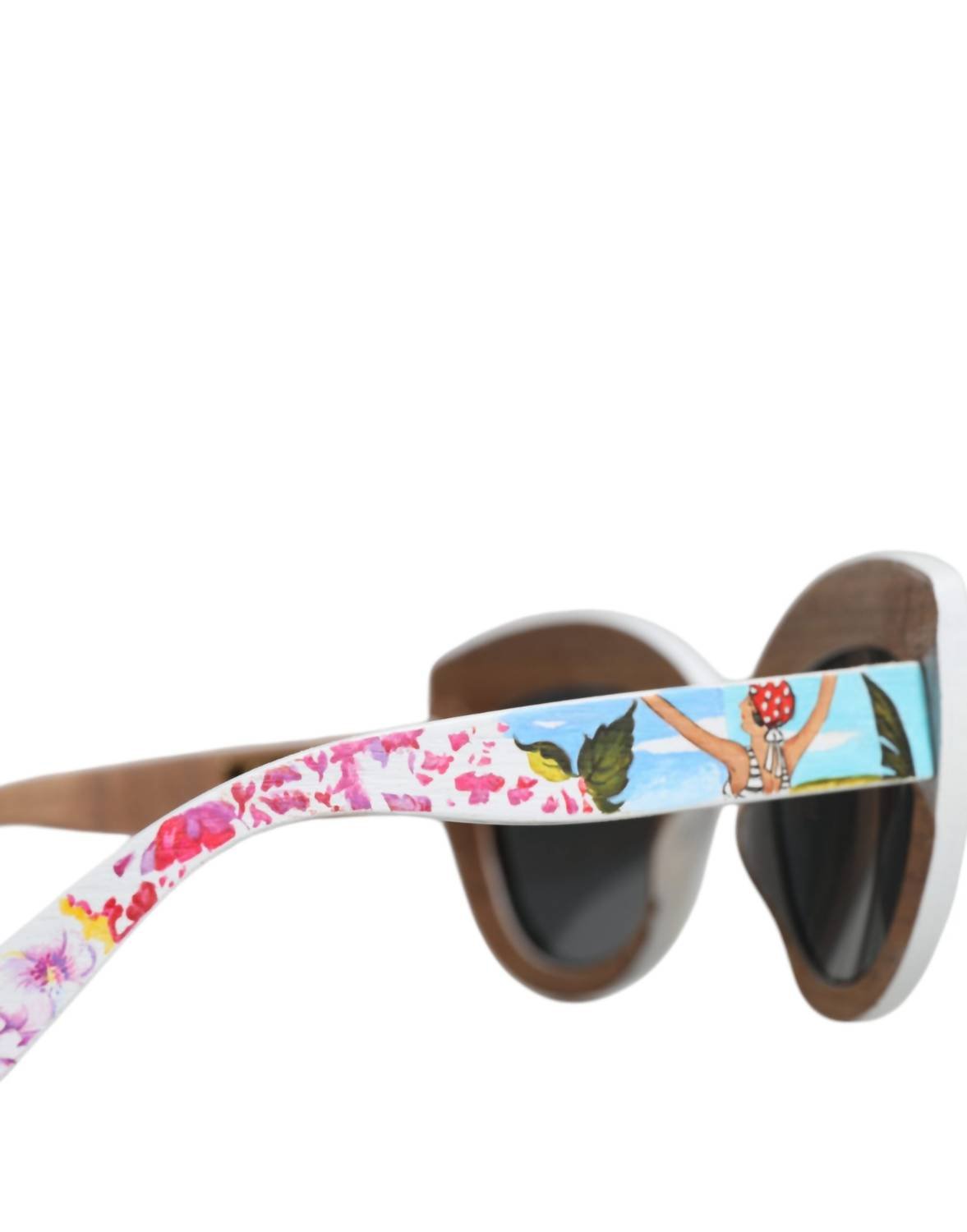 Dolce & Gabbana - Women's Wood Crystal Brass Frame Floral Hand Paint Sunglasses - accessories - black - sunglasses