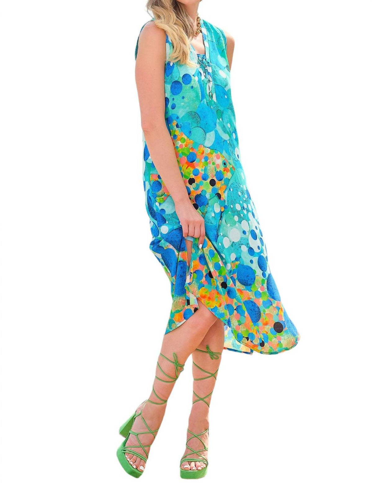 Dolcezza - Big Angel Fish Mosaic Midi Dress