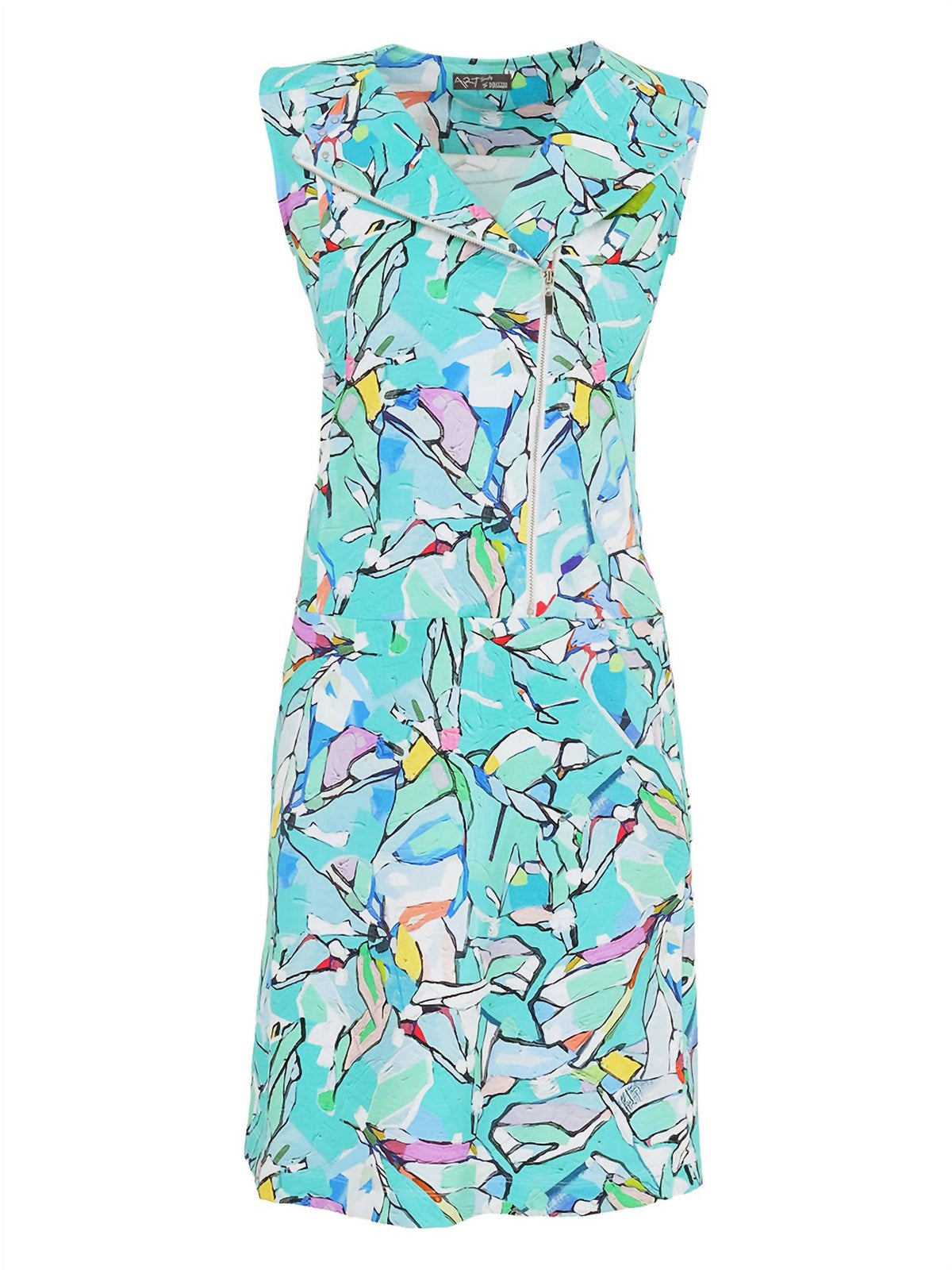 Dolcezza - Women's Half Moon Morning Simple Art Zip Front Dress