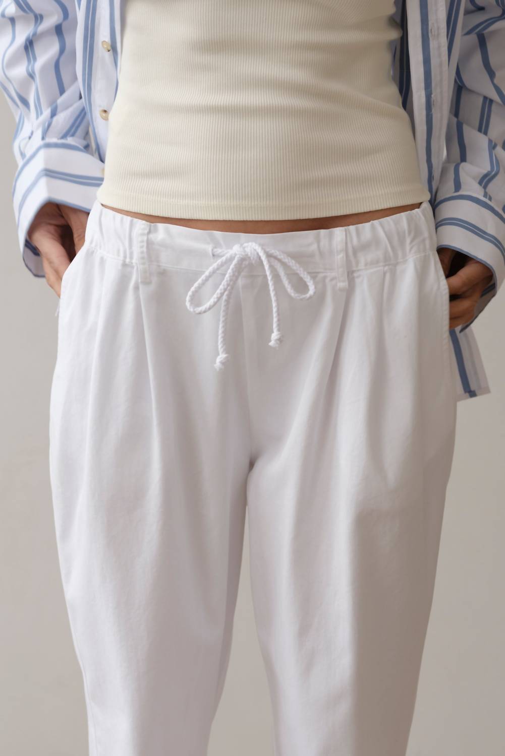Donni. - Chino Drawstring Crop Pant - ankle - clothing - cotton