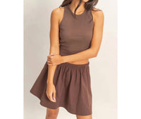 Double Zero - Sleeveless Ribbed Top And Skirt Set