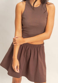 Double Zero - Sleeveless Ribbed Top And Skirt Set