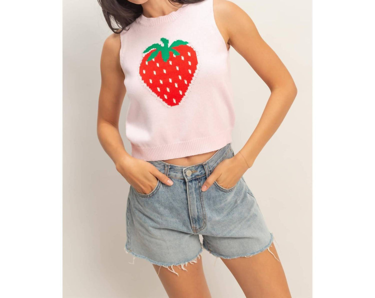 Double Zero - Strawberry Sleeveless Knit Top