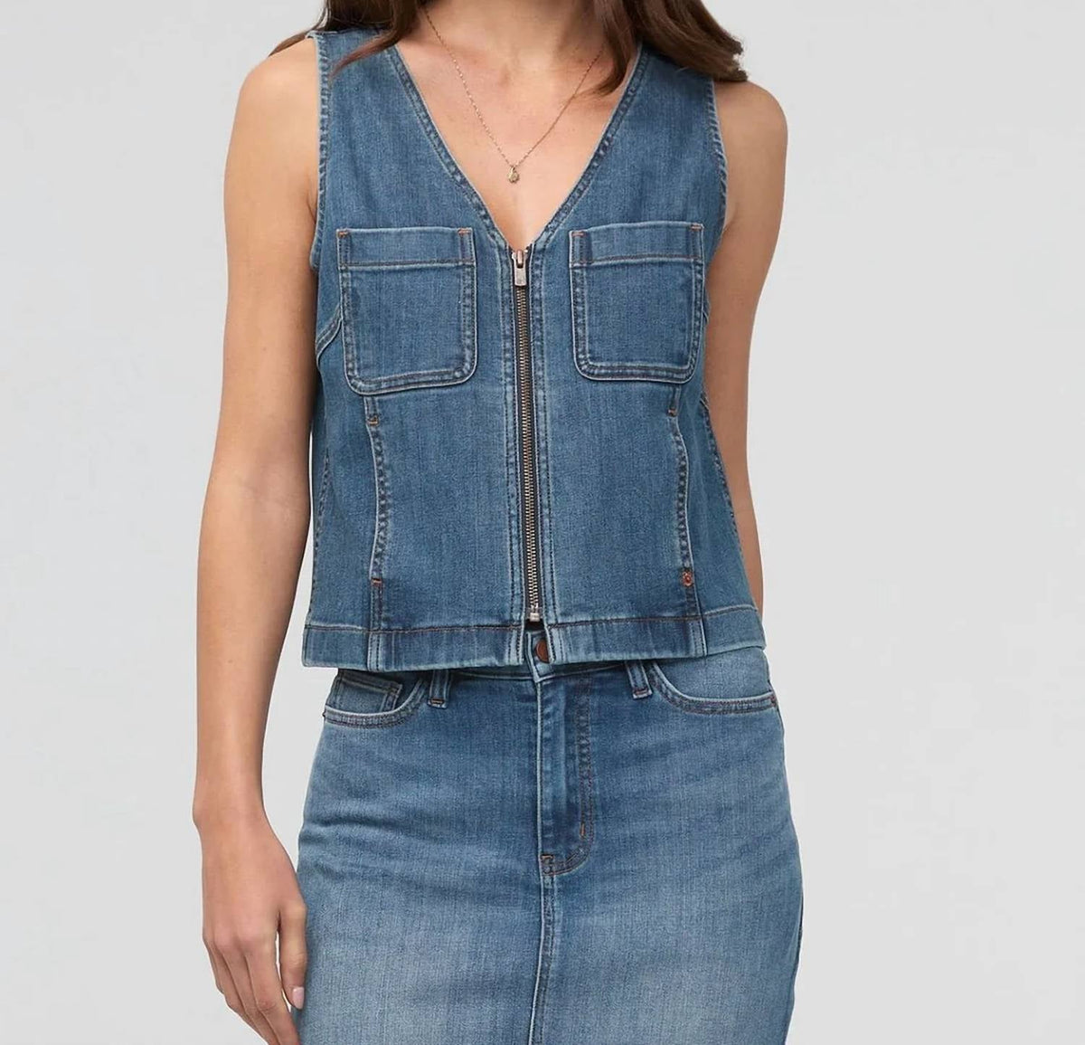 Du/Er - Performance Denim Zip Front Vest