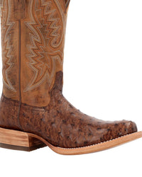 Durango Boots - Men's Ostrich Square Toe Pull On Cowboy Boots