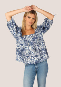 Dylan - Emma Puff Sleeve Blouse - blouses - blue - clothing
