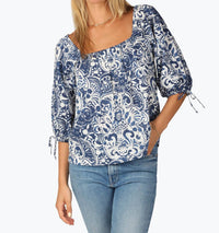 Dylan - Emma Puff Sleeve Blouse - blouses - blue - clothing