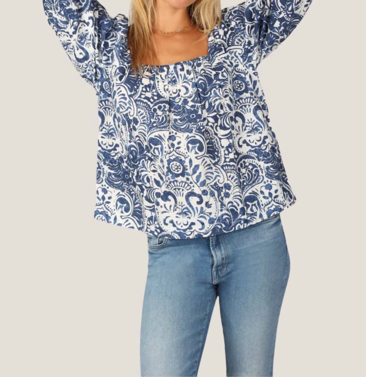 Dylan - Emma Puff Sleeve Blouse - blouses - blue - clothing