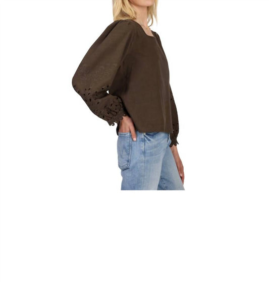 Dylan - Maisie Cutwork Top - blouses - brown - clothing