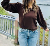 Dylan - Maisie Cutwork Top - blouses - brown - clothing