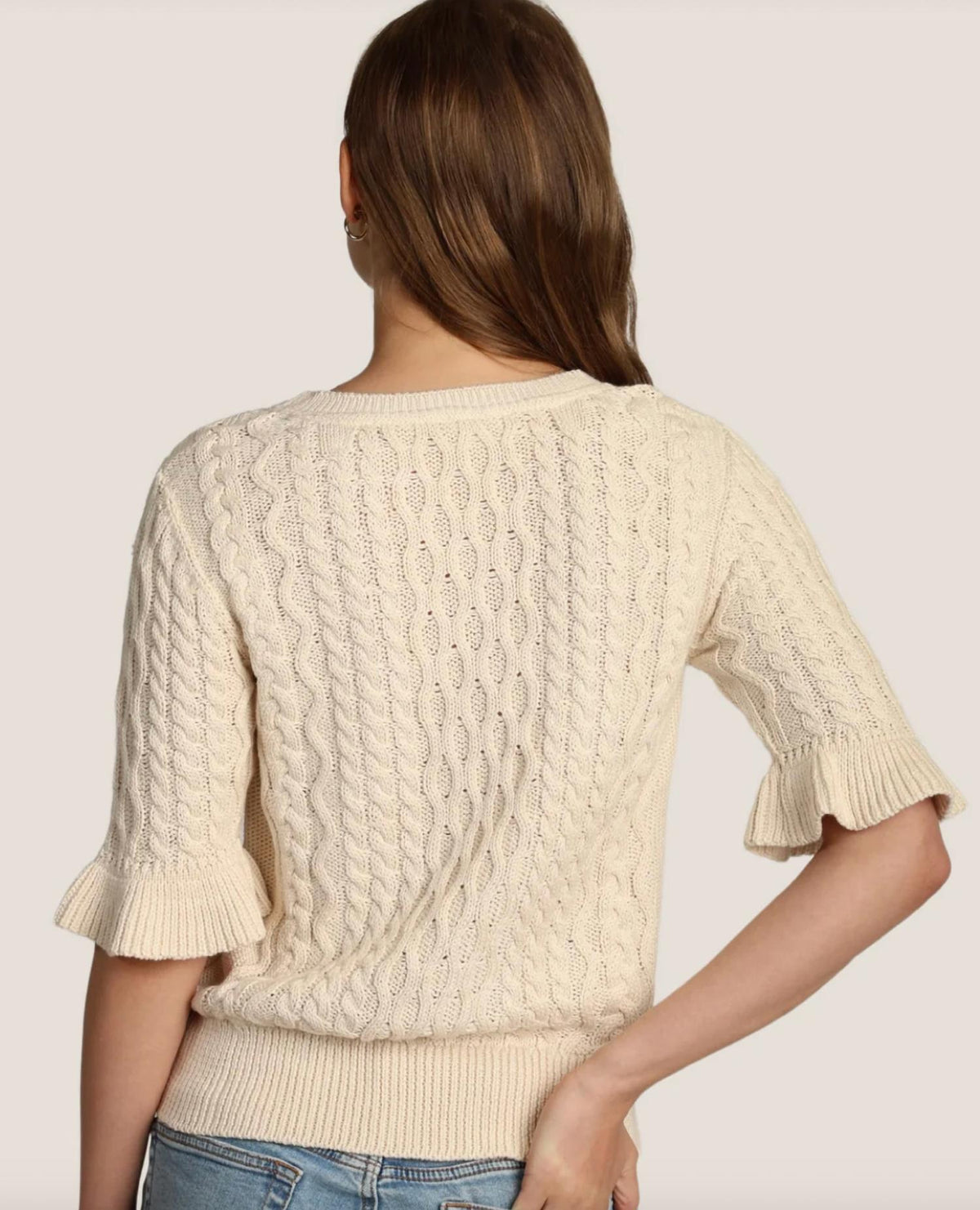Dylan - Ruffle Sleeve Crew Top