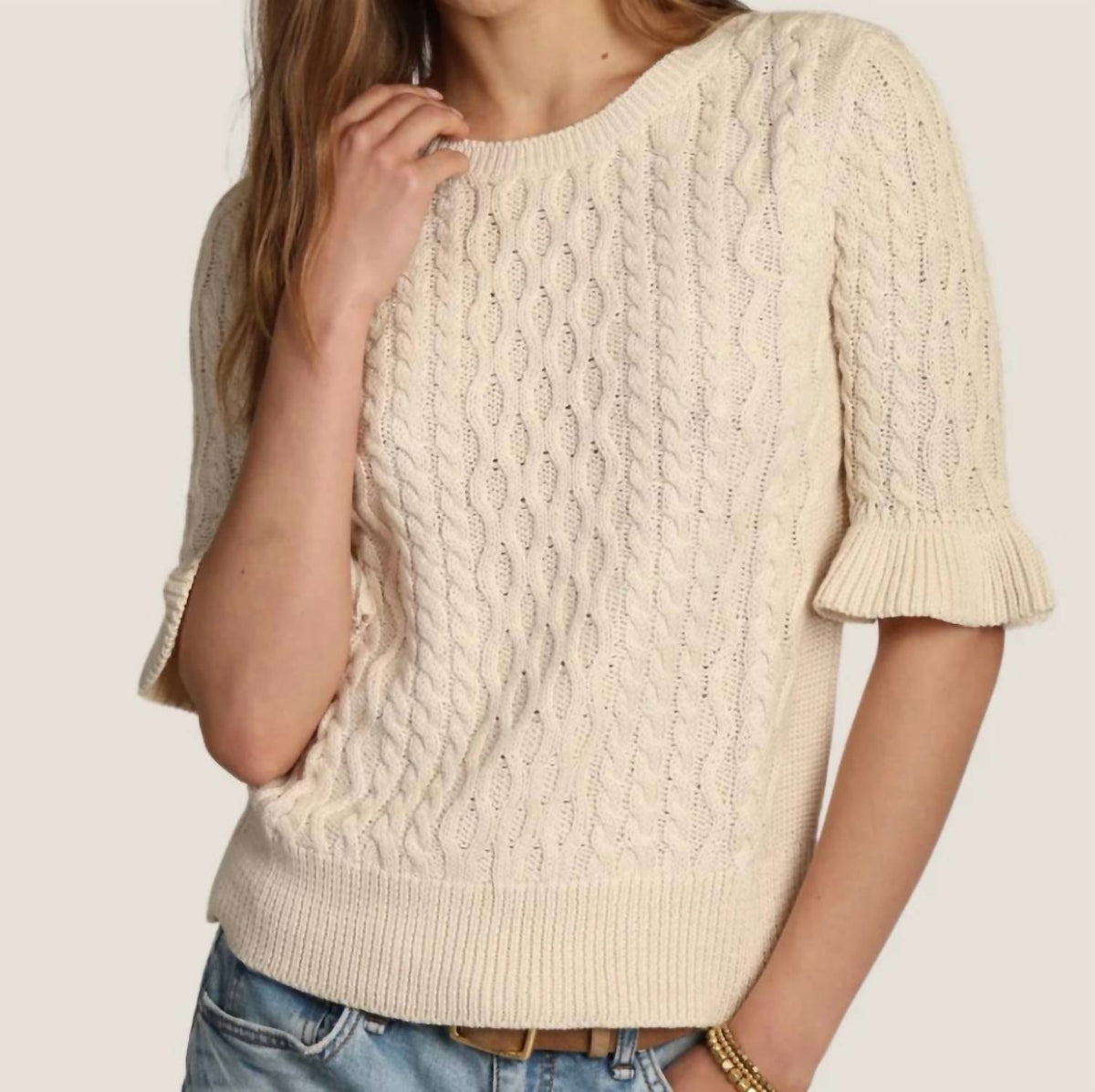 Dylan - Ruffle Sleeve Crew Top