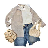 Dylan - Women's Maeve Button Up - beige - blouses - clothing