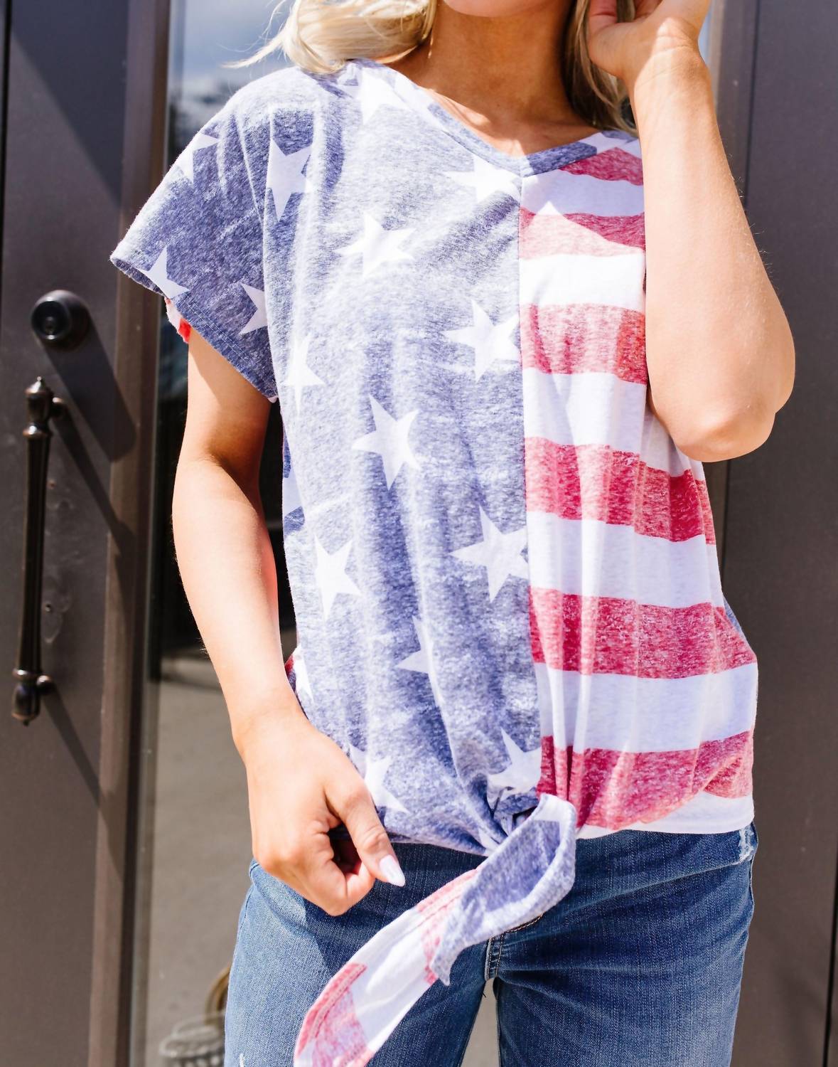 American Pride Tie Front Top