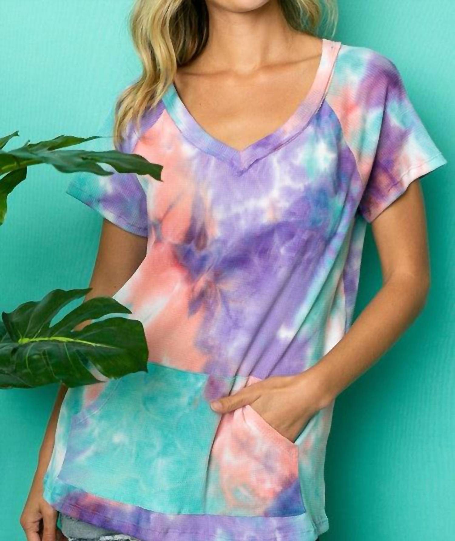 E. Luna - Tie Dye Waffle Top - clothing - purple - shirts