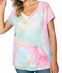 E. Luna - Tie Dye Waffle Top - clothing - pink - shirts
