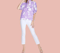 Jade - Floral Blooms Stand Collar Top