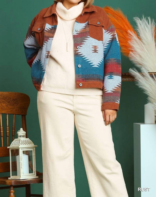 Stone Wash Vintage Pattern Jacket