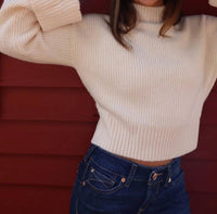 Sage The Label - Mock Neck Foldover Sleeve Sweater