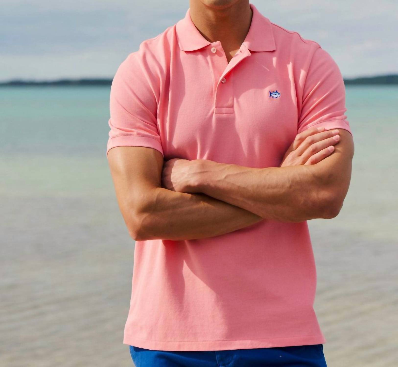 SOUTHERN TIDE Skipjack Polo Shirt in pale rosette pink - men's shirt