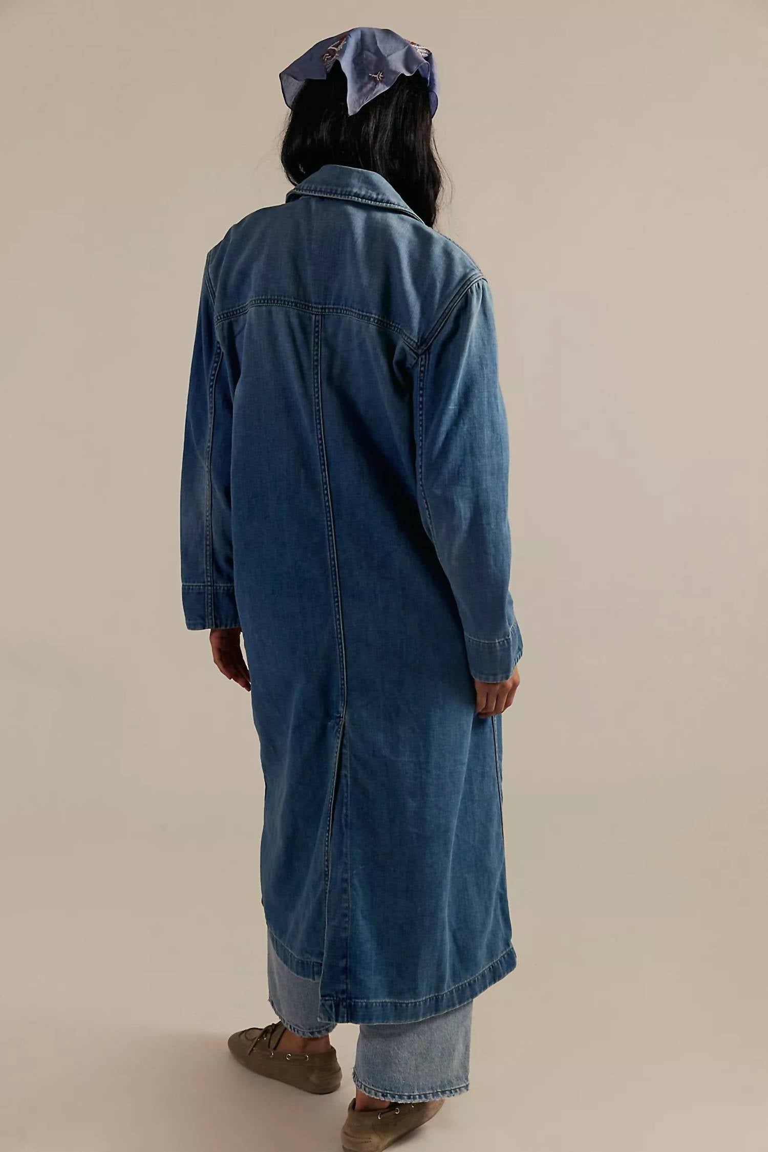 We The Free Women's Monique Indigo Duster in blue - women's jacket - detail view