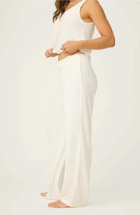 PJ Salvage Pointelle Essentials Open Leg Pants in ivory - women's pants - alternate view