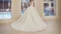 Demetrios - Satin Plunging Ball Gown