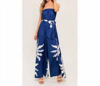 Flying Tomato - Tropical Strapless Wide Leg Jumpsuit